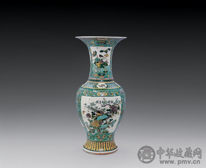 清 素三彩花鸟纹凤尾尊