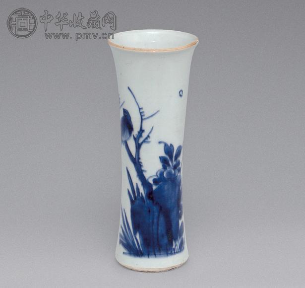 清順治 青花花鸟纹花觚