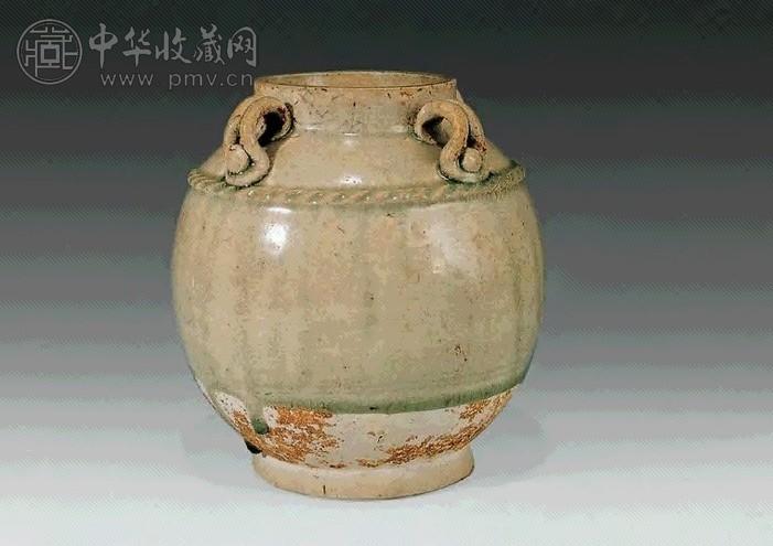 隋 青釉四系绳纹罐