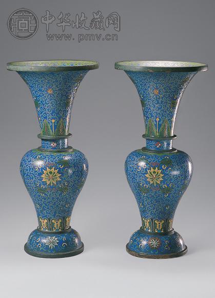 民国 老天利制景泰蓝缠枝莲纹花觚