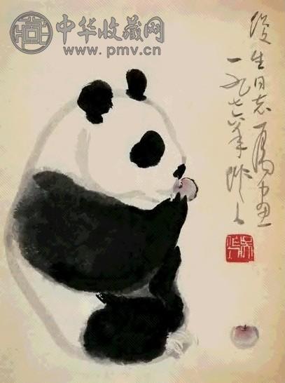 近现代 吴作人 熊猫 镜片