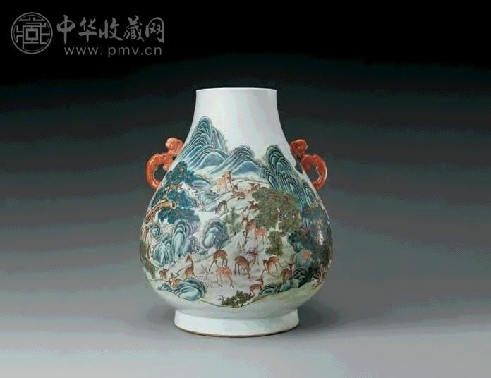 清光绪 粉彩百鹿尊