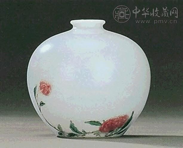 清康熙 釉裹红加彩花卉纹石榴尊
