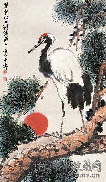 刘继瑛 李方白 癸卯(1963年)作 仙鹤 镜心 设色纸本
