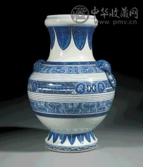 清 青花仿铜双铺首尊