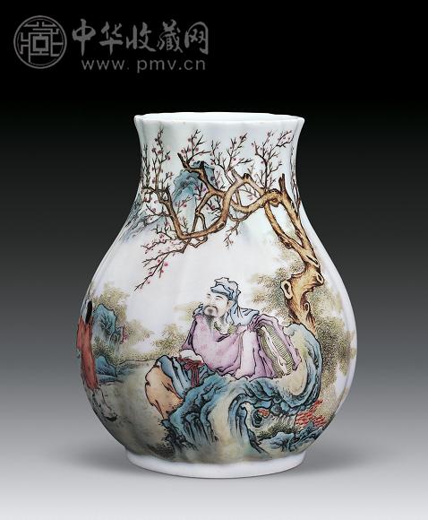 民国 粉彩人物鱼篓尊