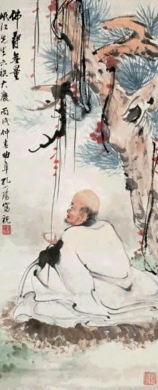 孔小瑜 1946年作 佛寿无量 立轴 设色纸本