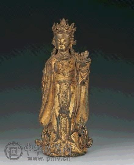 明 铜漆金梵天像