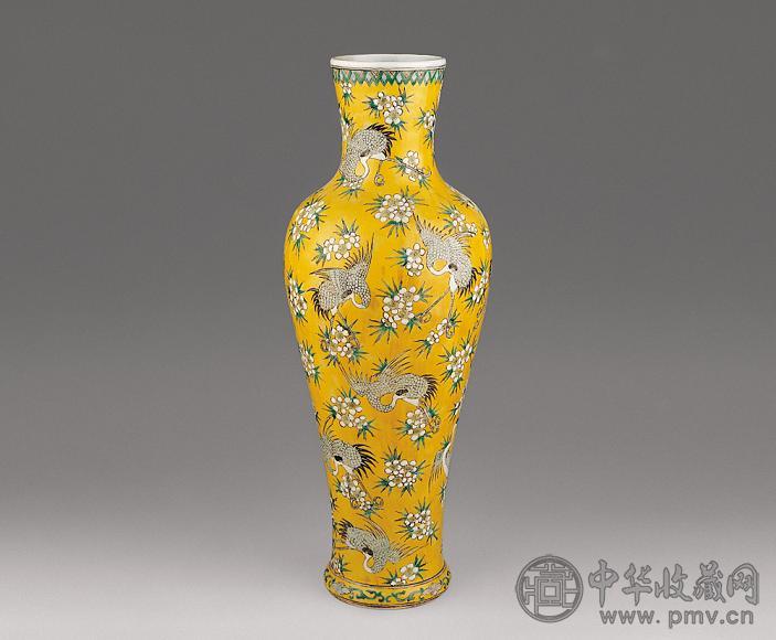 清光绪 黄釉仙鹤尊