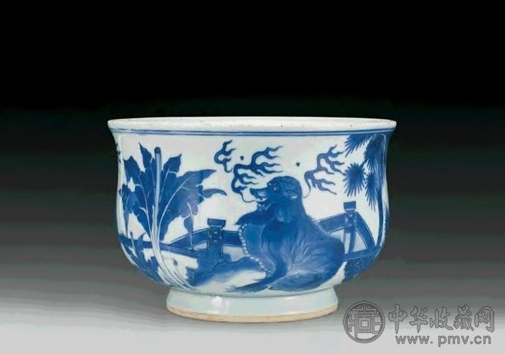 清康熙 青花芭蕉瑞兽炉