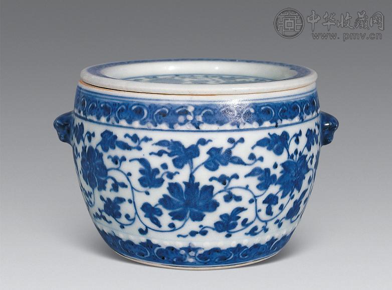 清乾隆青花缠枝莲蛐蛐罐