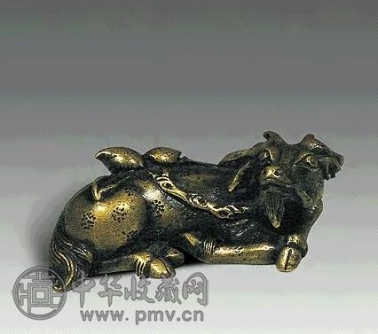 清乾隆 铜鹿衔桃纸镇