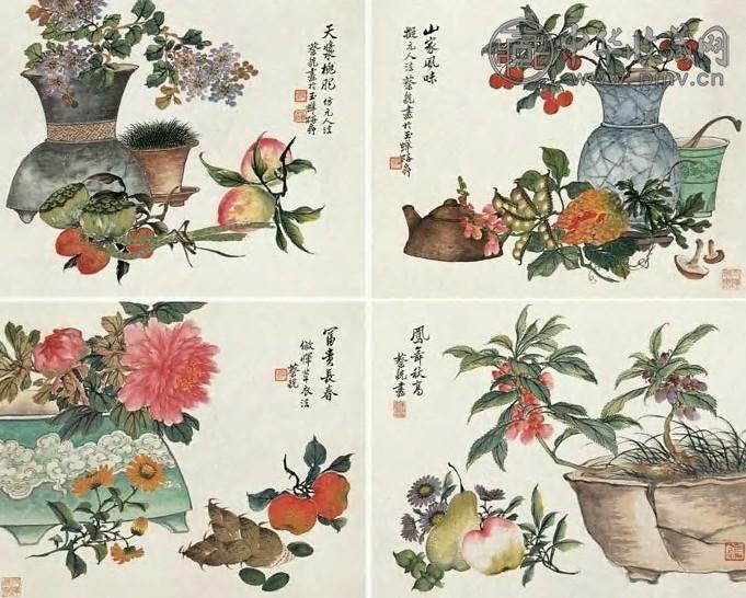 蔡铣 花卉 册页(12开选4)