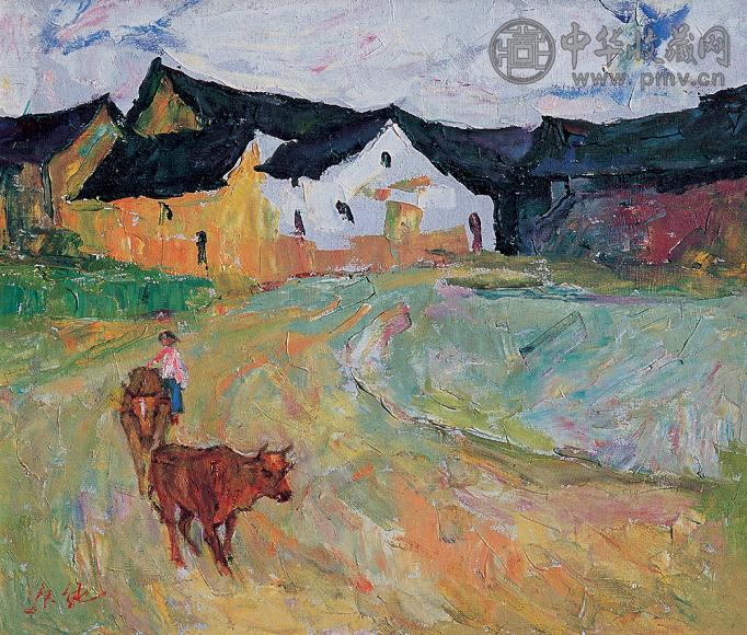 罗尔纯 乡间 布面 油画