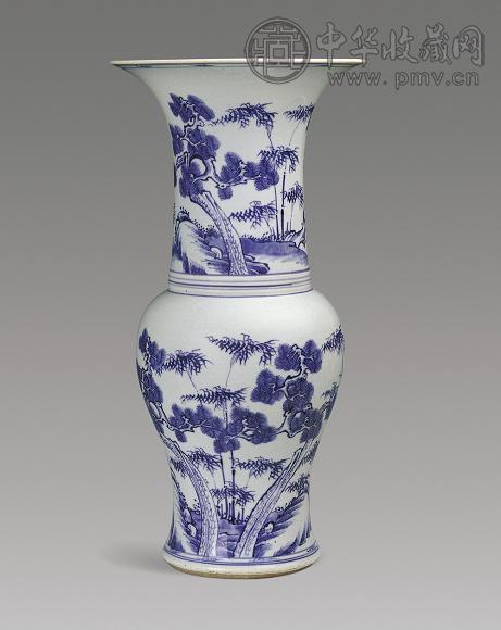 清康熙 青花松竹梅凤尾尊