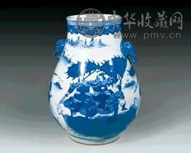 民国 青花人物象耳尊