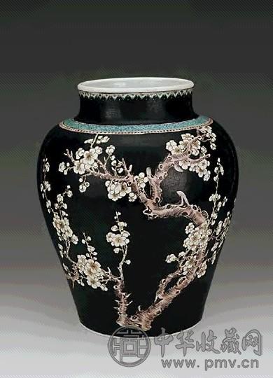 清康熙墨地三彩梅花纹罐收藏资讯|艺术家|书画家|书画名人|书法家-中华