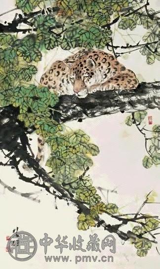 方楚雄 金钱豹 立轴 设色纸本