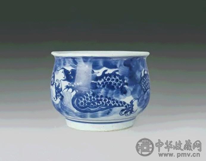 清顺治 青花龙纹炉