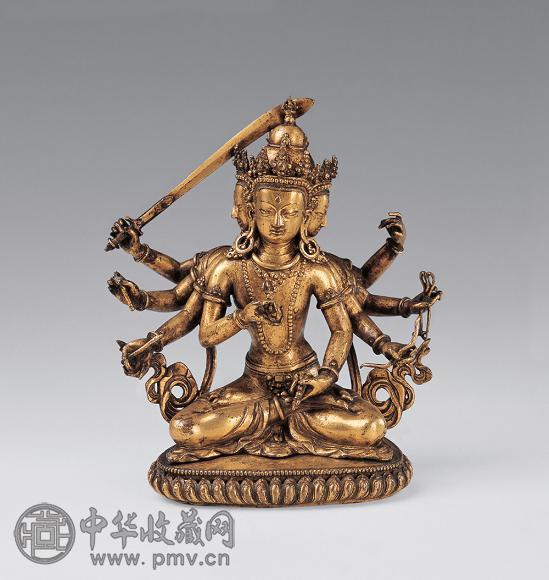 清十七世纪 铜鎏金四面八臂金刚萨埵像