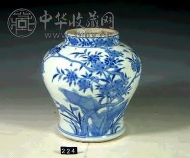 青花花鸟罐