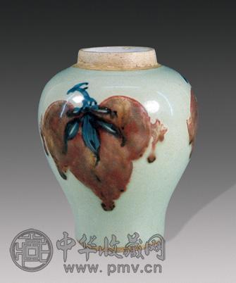 清康熙 釉里红三果罐