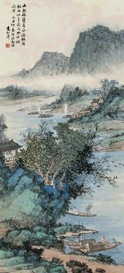 袁松年 青山闲游图 立轴 设色纸本