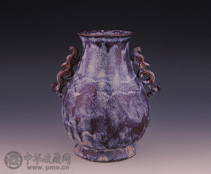 清 钧釉双龙耳尊