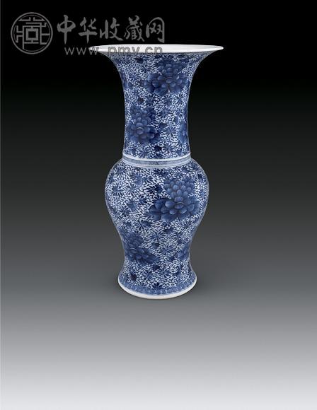 清康熙 青花花卉凤尾尊