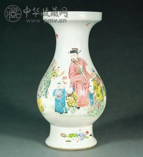 清雍正 粉彩福禄寿三星图琵琶尊