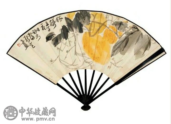 来楚生 依样图 成扇 设色笺本