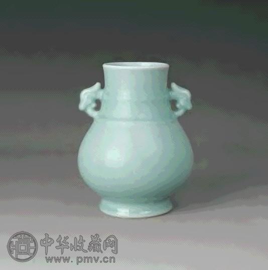 民国 青釉双凤耳尊