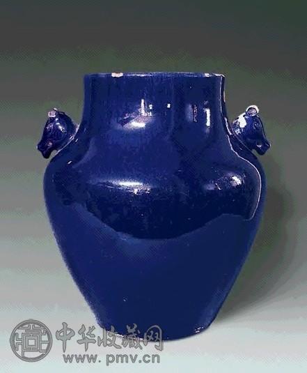 清乾隆 茄皮紫双兽耳尊