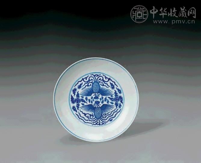 清同治 青花双凤纹大盘