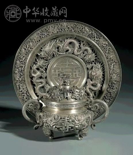 十九世纪 银龙盖炉与银龙大盘