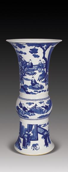 清 青花婴戏花觚