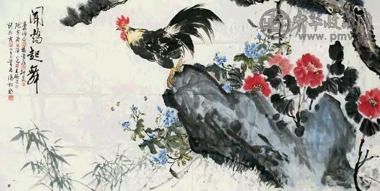 张世简 闻鸡起舞 镜心 设色