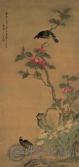 王武 花鸟 轴 绢本