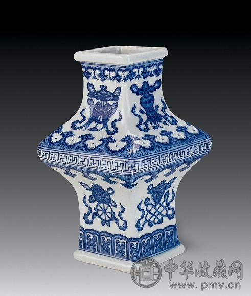 清 青花八宝纹方尊