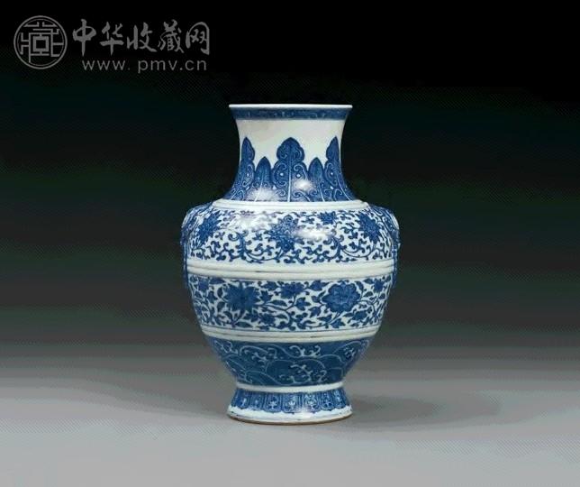 清道光 青花缠枝莲纹铺首尊