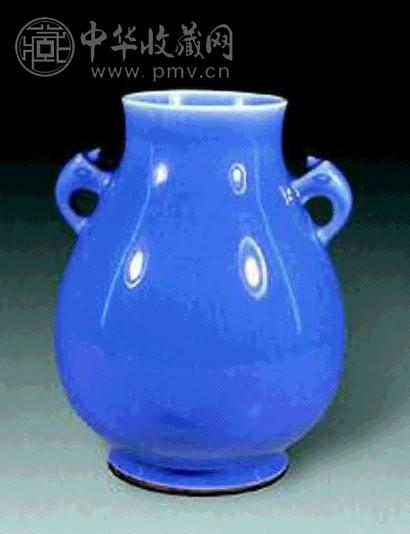 民国 兰釉象耳尊