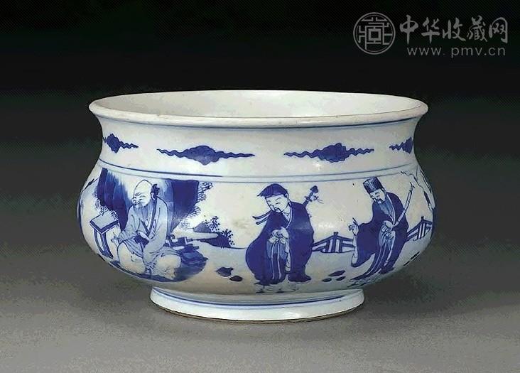 清康熙 青花八仙人物香炉