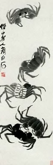 齐白石 五蟹 镜心 水墨纸本