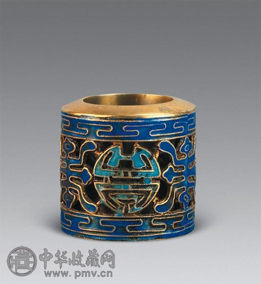 清 银鎏金烧蓝扳指