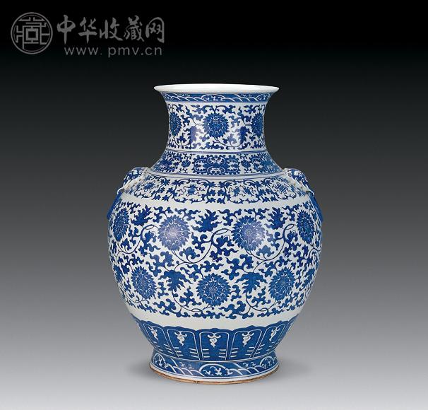 清光绪 青花缠枝莲纹铺首耳尊