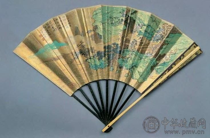 朱鼎 1701年作 秋山过雨图 扇面 设色金笺 朱鼎 1701年作 秋山过雨图 扇面 设色金笺