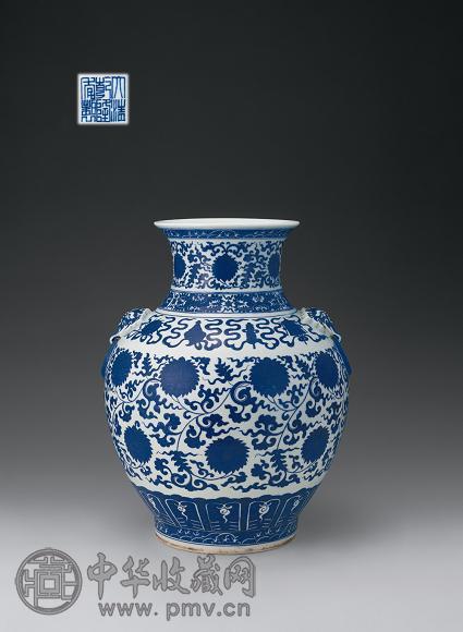 清光绪 青花缠枝莲八宝兽耳尊