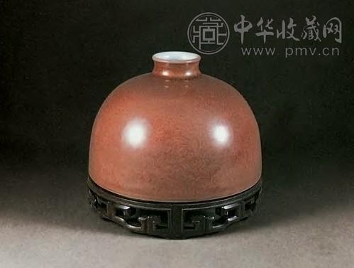 清康熙 豇豆红釉太白尊 带座