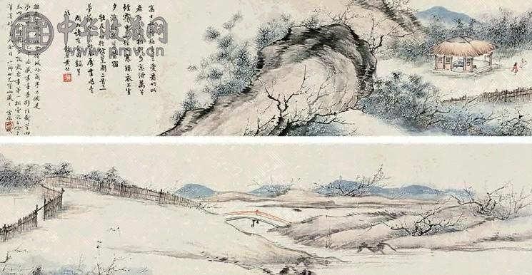 黄均 新篁梅屋手卷 手卷 设色纸本