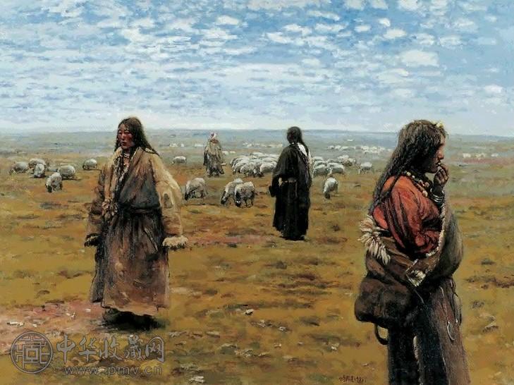 陈丹青 1988年 牧羊女 布面油画